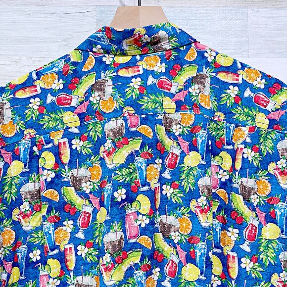 Tommy Bahama Veracruz Cay Happy Hour Shirt Blue Floral Cocktail Mens Large - Picture 4 of 10